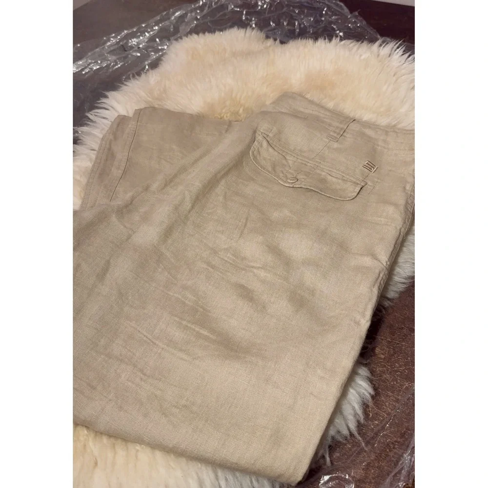 Sean John Men 38 100 % Linen Pants Beige Casual Beach Resort Classy  Rich Hipstr